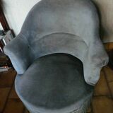Fauteuil crapaud, velours bleu