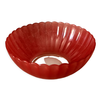 Large red bowl - red opaline cut "dulcine oil" 1970