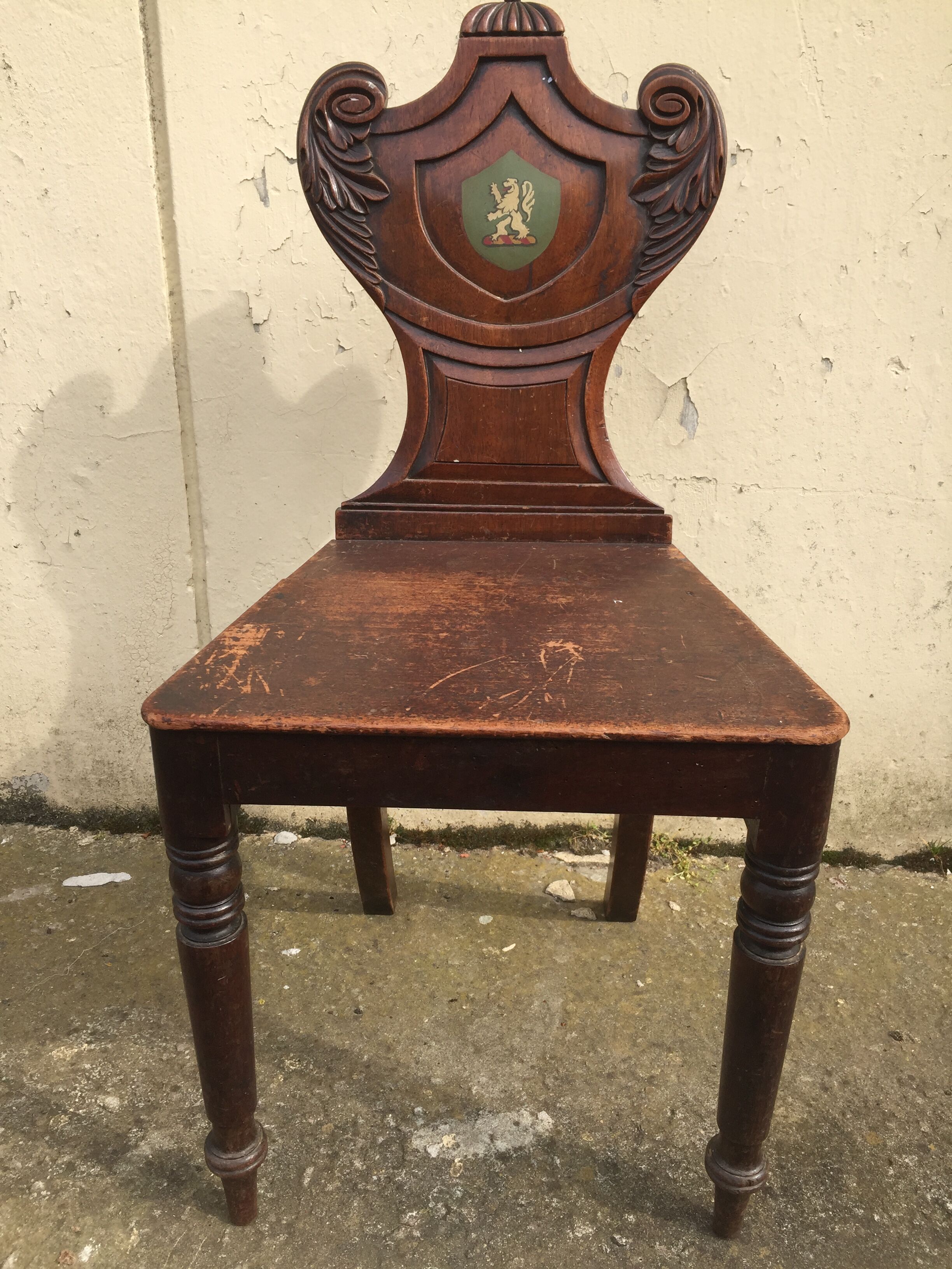 Pair of Victorian walnut chairs. "Hall Chairs"