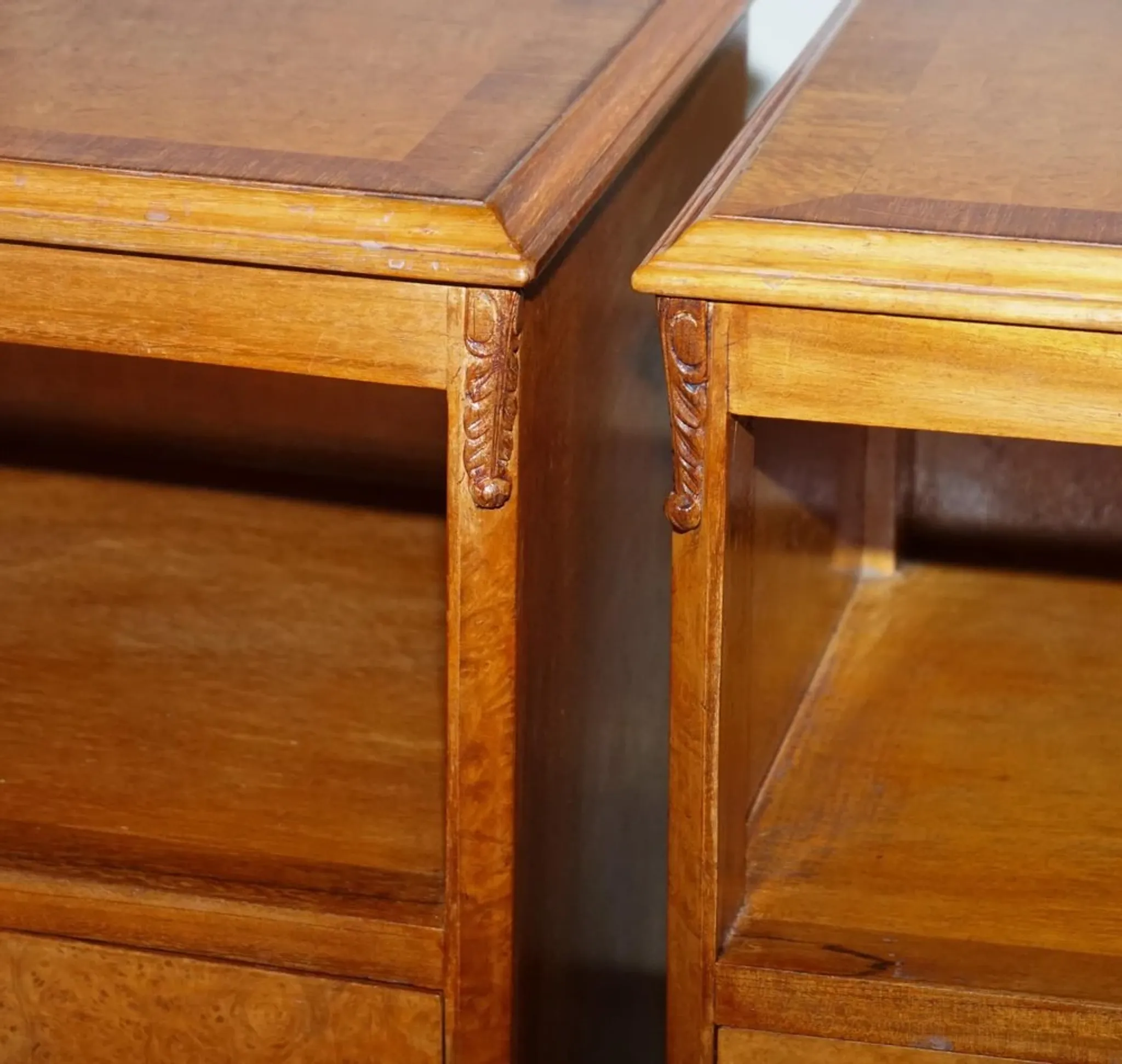 Art Deco Nightstands in Walnut, 1920s, Set of 2