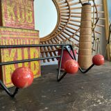 Wall coat rack with vintage red balls