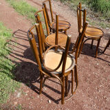 Lot of 8 Art Deco bistro chairs seated screen-printed
