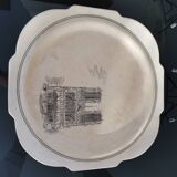 Series of 12 dessert plates and its cake tray Gien Paris Monuments