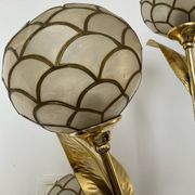 Vintage brass and mother-of-pearl floor lamp from the 70s