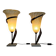 Large Jugendstil floor / table lamps, Roberto Galli, stone base with Italian glass shade