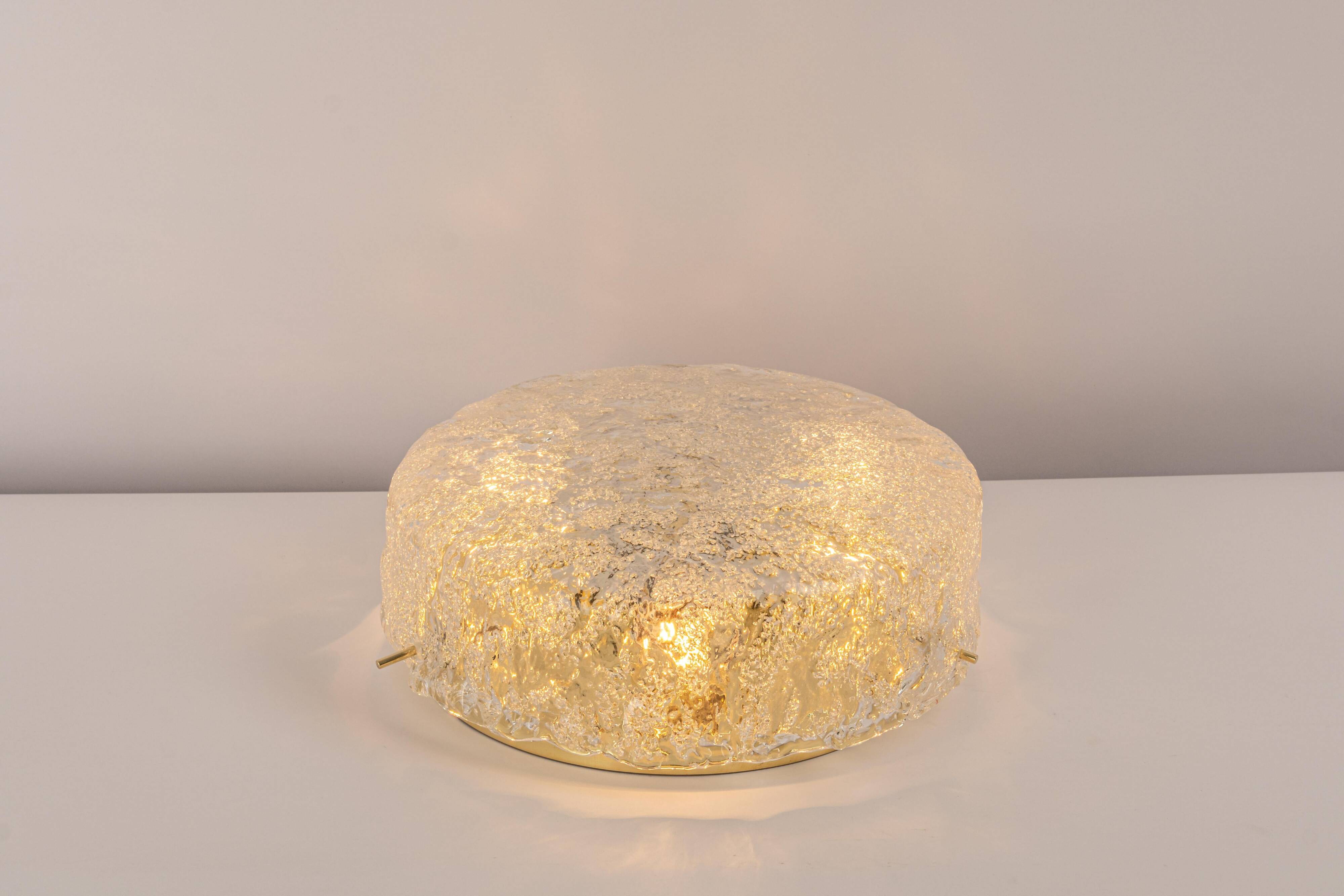 Plafonnier en verre de Murano Hillebrand en laiton, Allemagne, années 1970