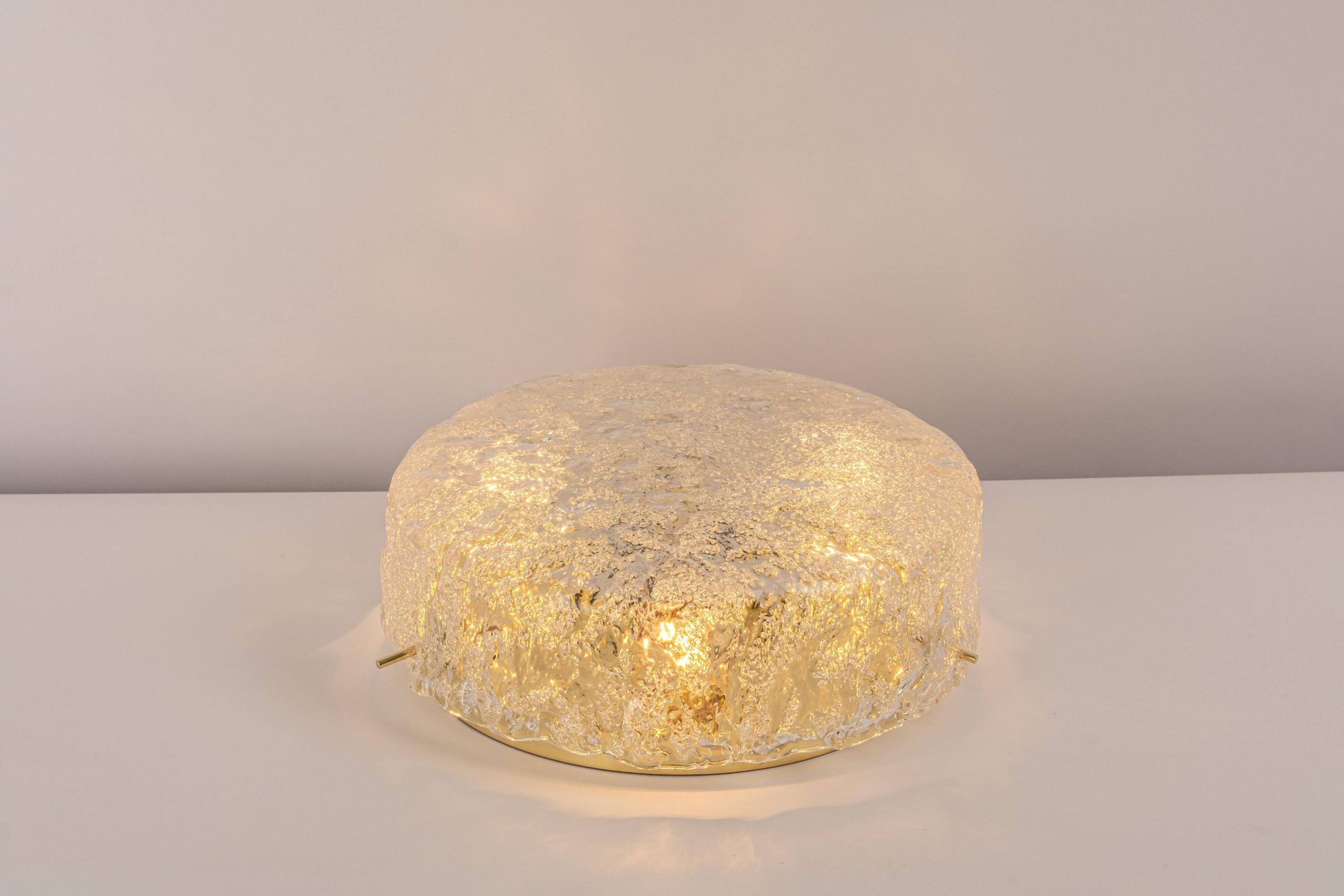 Large Murano glass ceiling lights by Hillebrand in brass, Germany, 1970s.