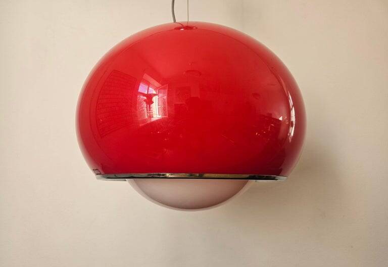 Large Midcentury Pendant Meblo, Space Age, Harvey Guzzini, Italy, 1970s