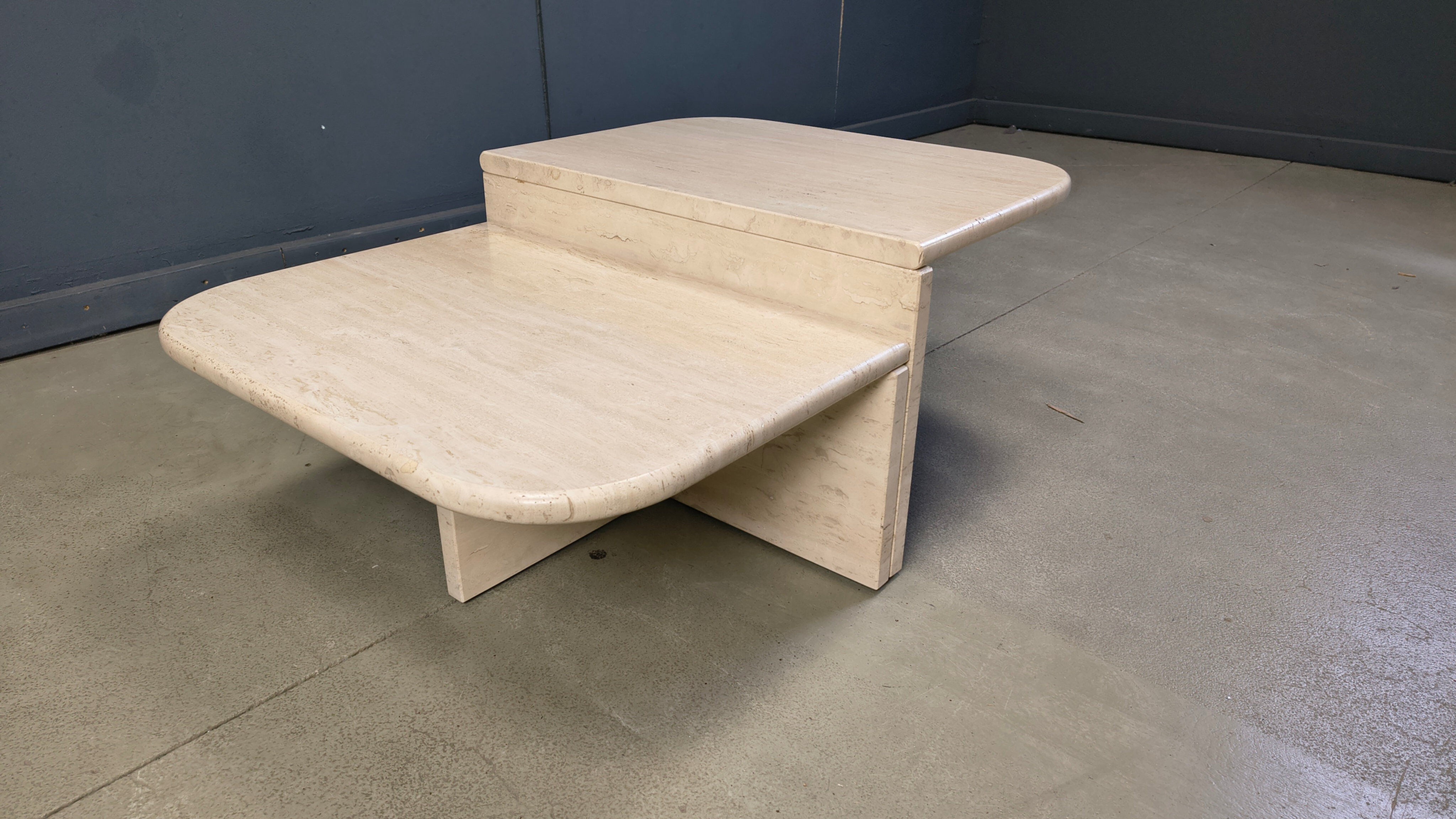 Pair of vintage travertine coffee tables or side tables, 1970s