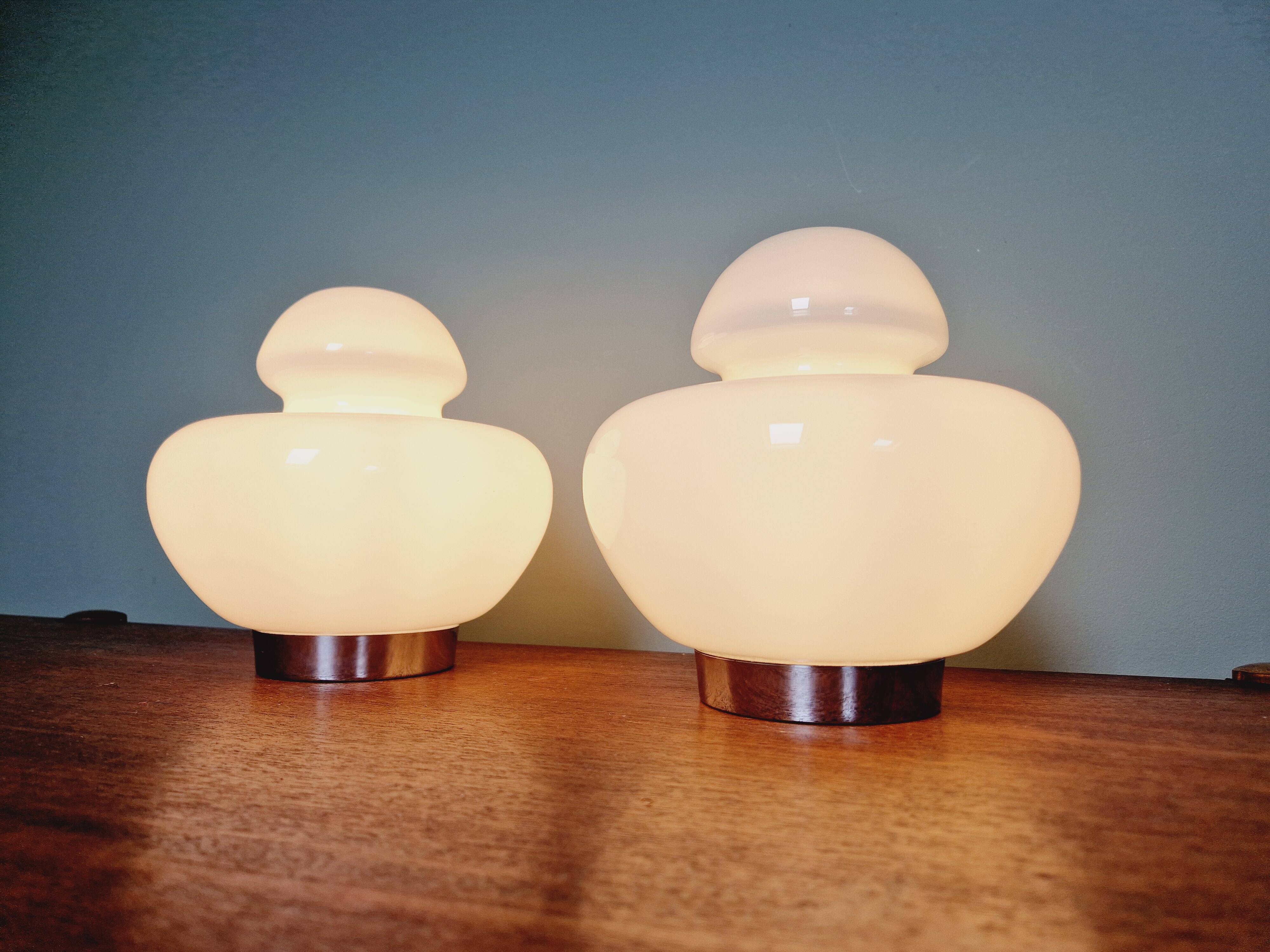 Space Age table lamp in white opaline, 1970s