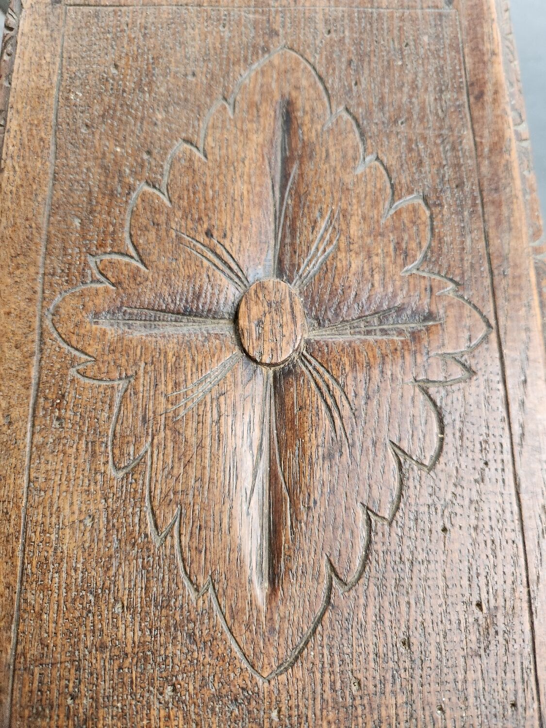 Bench, antique wooden footrest