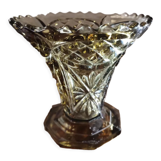 Art Deco vase smoked pressed glass brown