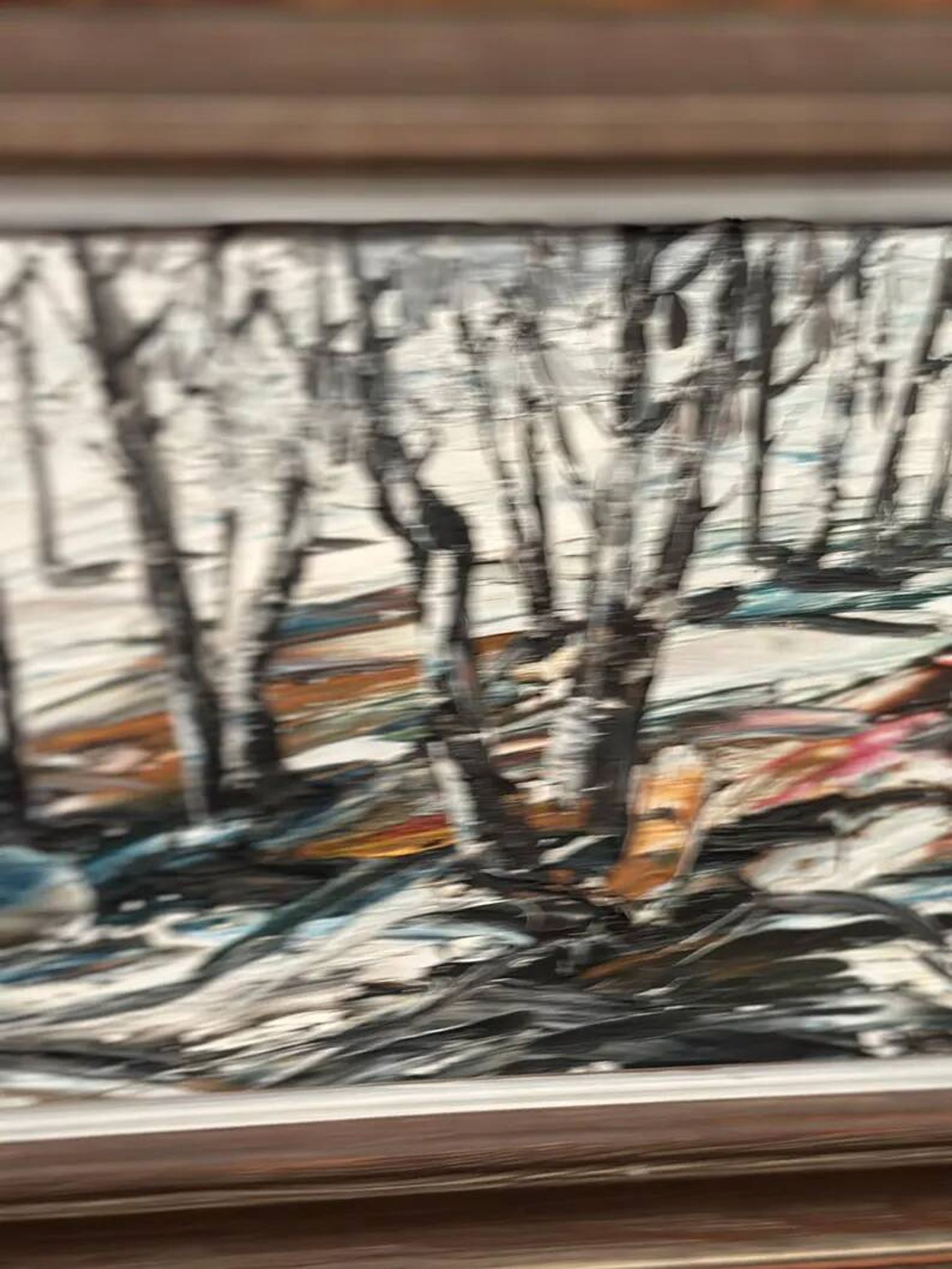 Oil on Swedish panel - "Forest in Winter" - Signed - Vintage and Framed