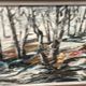 Oil on Swedish panel - "Forest in Winter" - Signed - Vintage and Framed