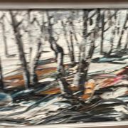 Oil on Swedish panel - "Forest in Winter" - Signed - Vintage and Framed