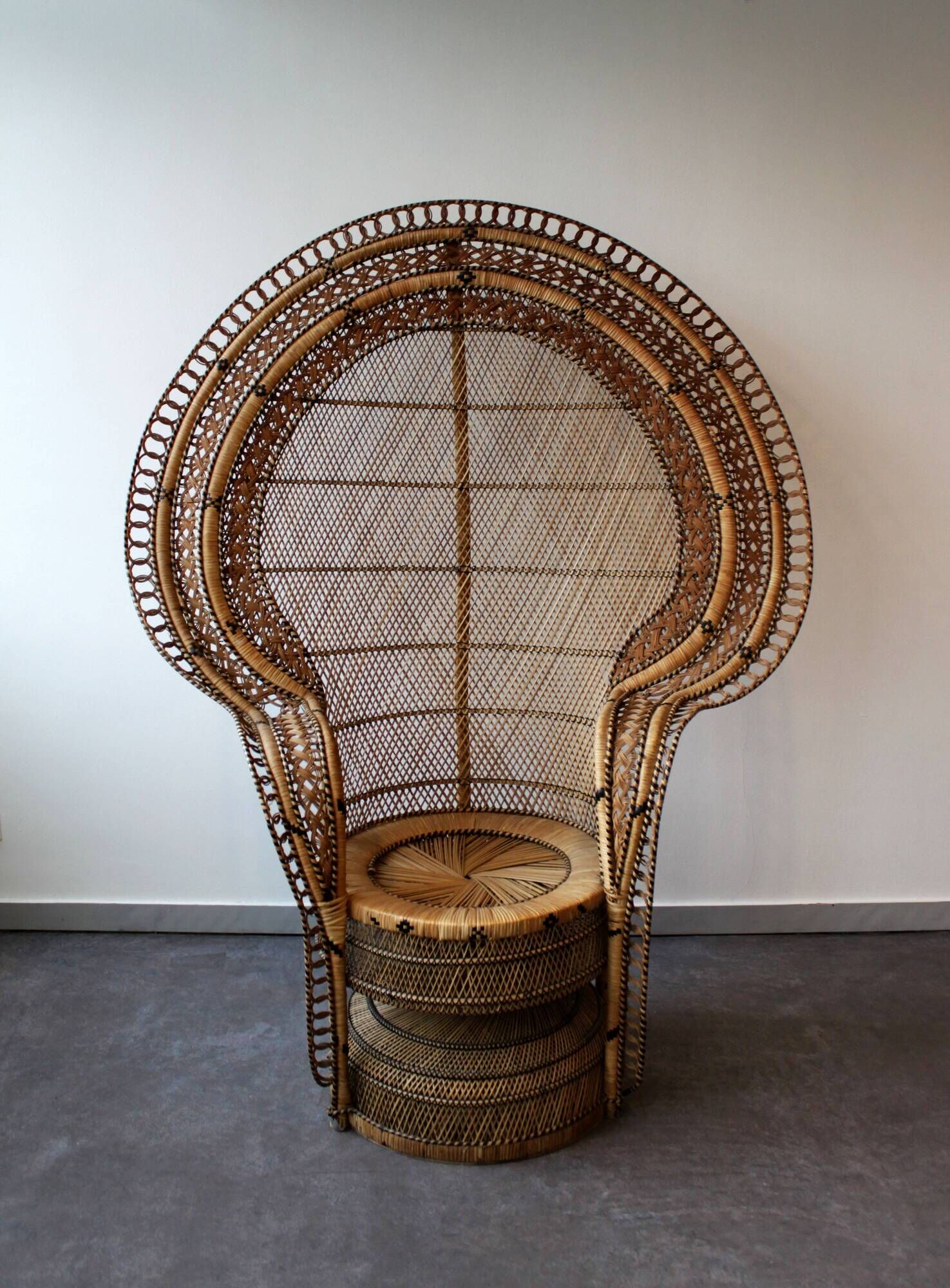 Vintage Emmanuelle de Kok armchair in wicker and bamboo 1970