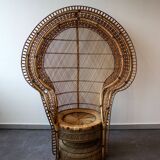 Vintage Emmanuelle de Kok armchair in wicker and bamboo 1970