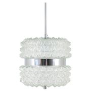 Faceted glass suspension light in chrome style by Karl Fagerlund from the 1960s.
