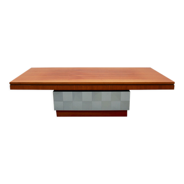 1970s space age coffeetable in walnut and metal