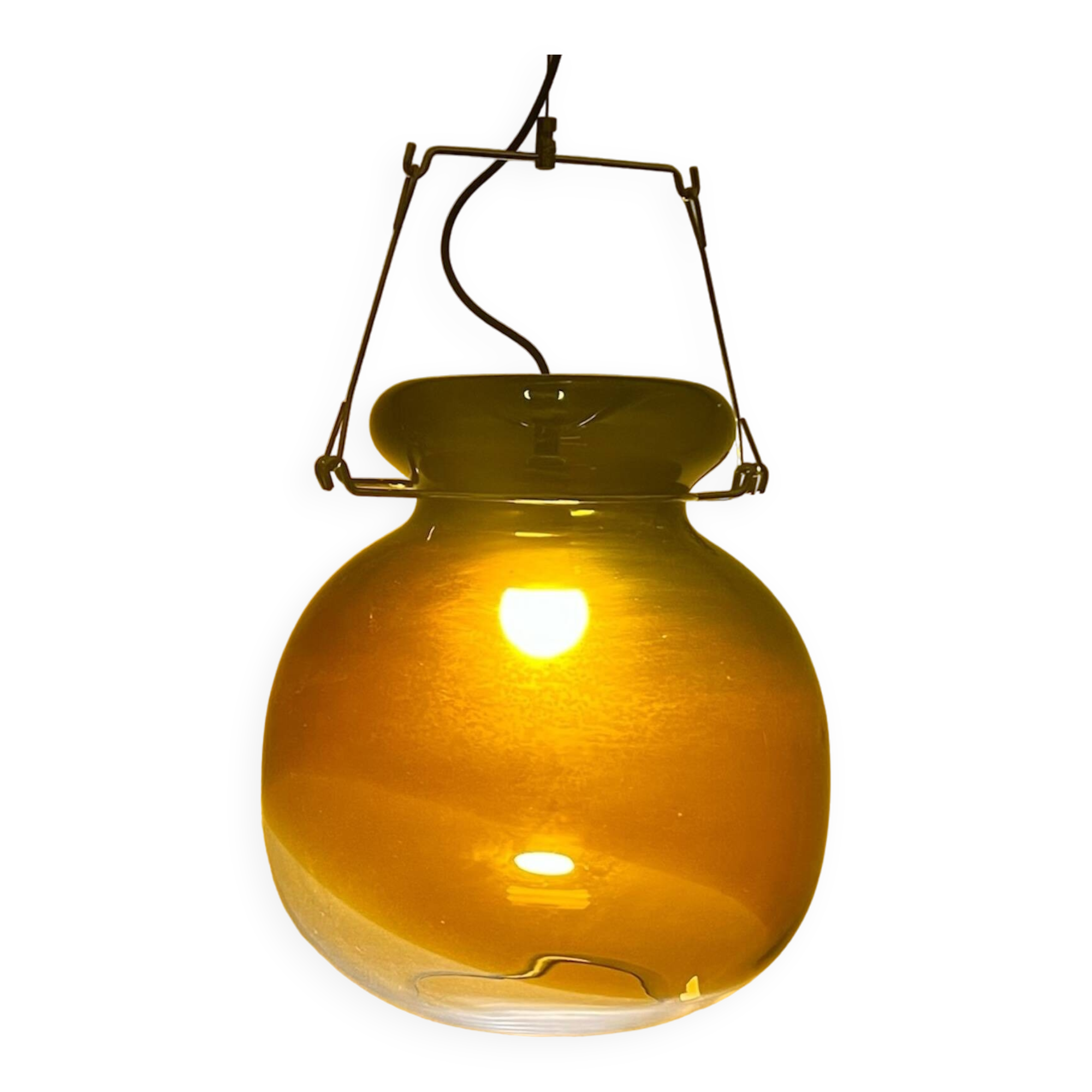 Murano amber glass chandelier from the 70s Tony Zuccheri design for Veart