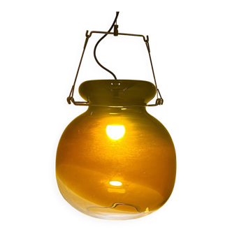 Murano amber glass chandelier from the 70s Tony Zuccheri design for Veart