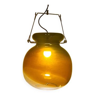 Lustre en verre ambré Murano des années 70 Tony Zuccheri design for Veart