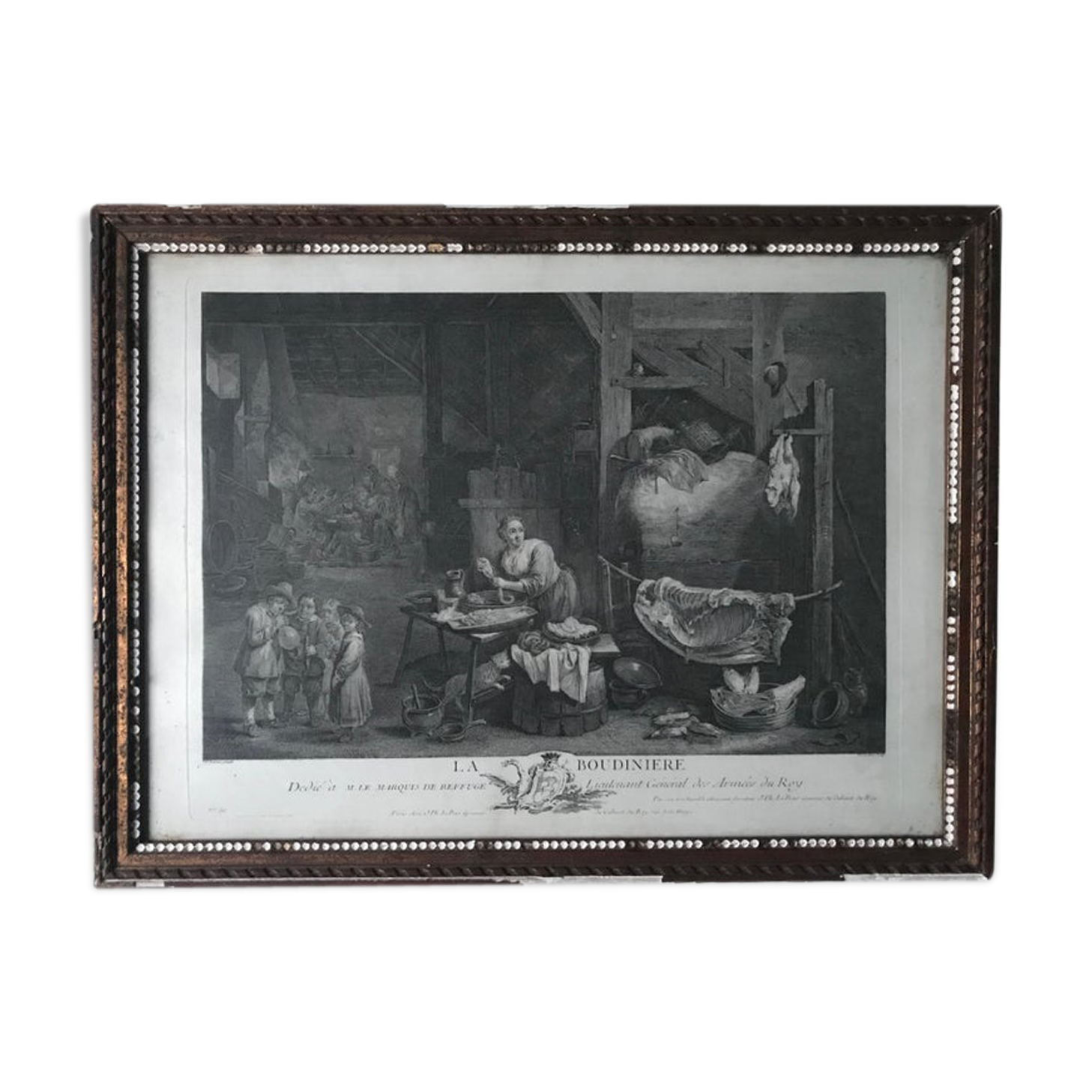 David Teniers II, La boudinait, engraving by Jacques Philippe Le Bas, eighteenth century