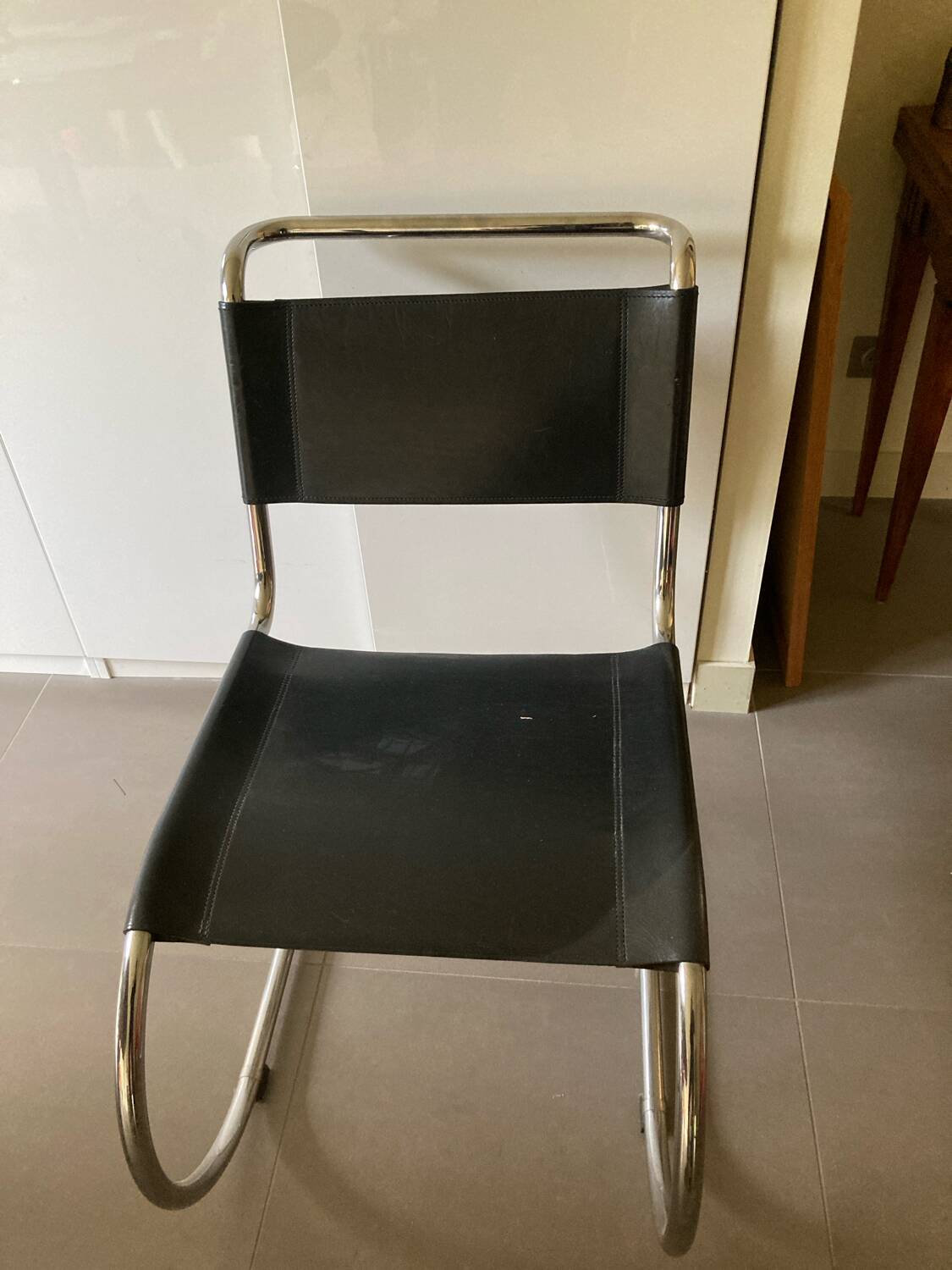 Metal and leather chair Thonet