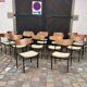 🪑 Set of 18 vintage wood and metal chairs – fabric seat