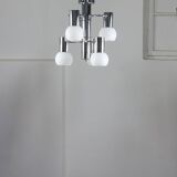 Vintage Italian Chrome and Opaline Chandelier