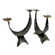 Pair of brutalist design metal candlesticks