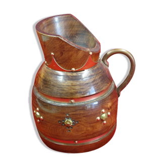 Wooden pitcher and vintage copper decoration