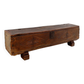 Banc-coffre espagnol sculpté en chêne - XVIIIe siècle