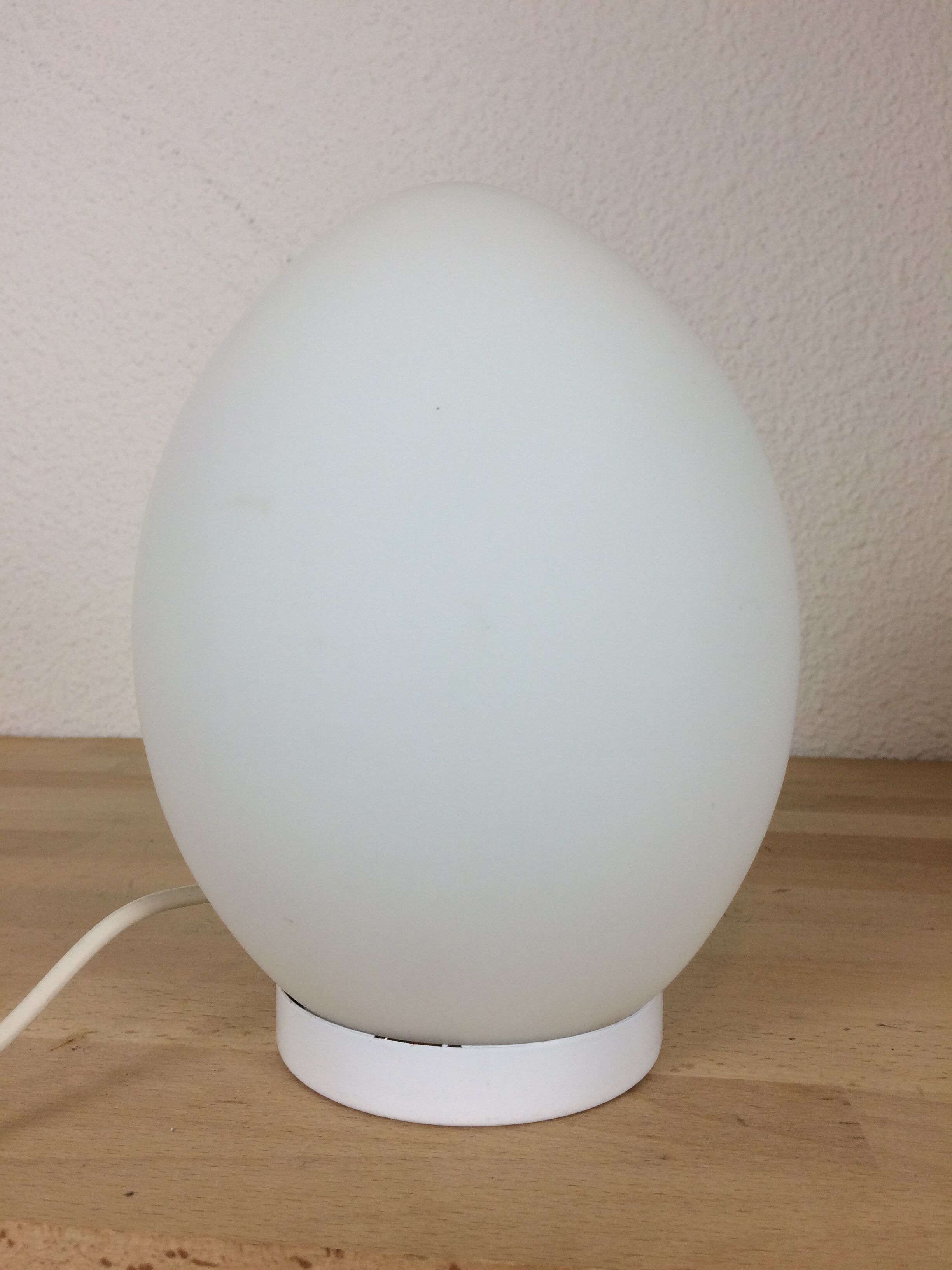 White Domec egg lamp, Vianne glass, 70s