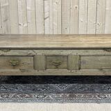 Chestnut coffee table XIXth with 3 drawers and extensions