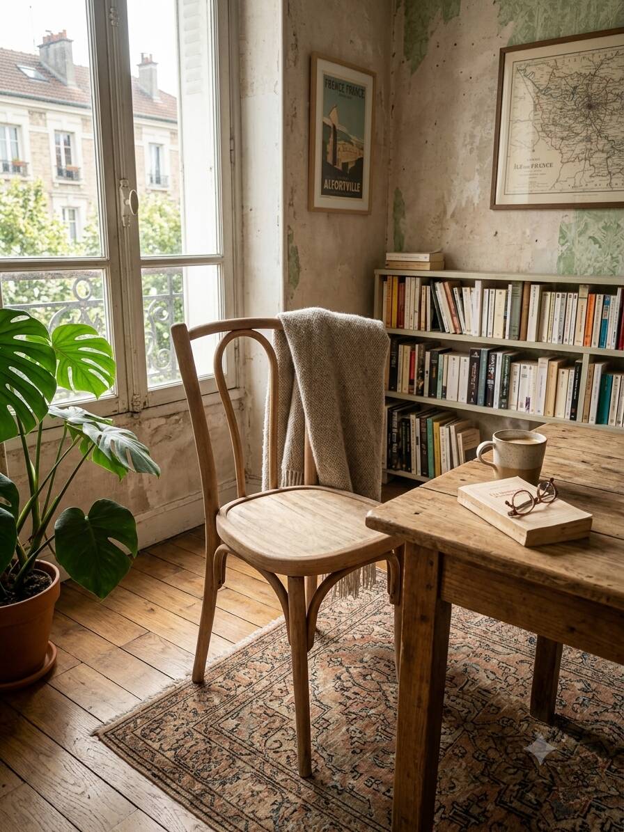 Stripped bentwood bistro chair Thonet no. 18