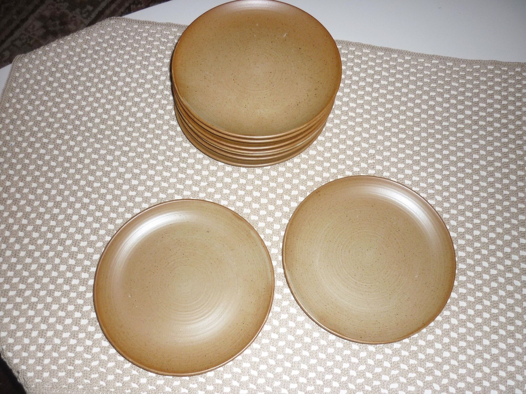 Pair of stoneware dessert plates cnp village france