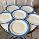 lot of 6 flat plates sky blue Saint-Amand model "Languedoc" 50s