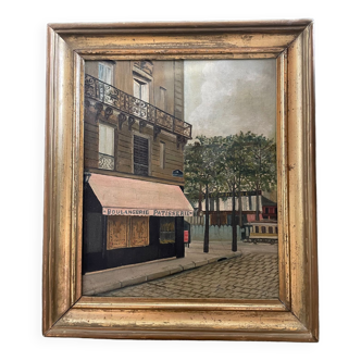 Painting view of Paris, 20th century bakery and pastry shop