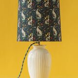 Royal Delft white ceramic table lamp with Liberty London shade, 1930s.