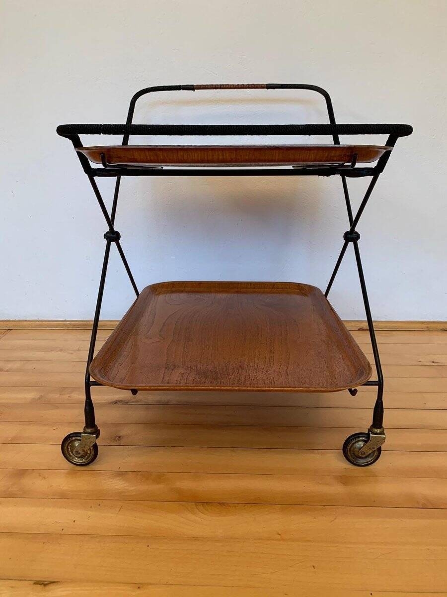 Swedish bar trolley by Paul Nagel for JIE Gantofta, 1950s