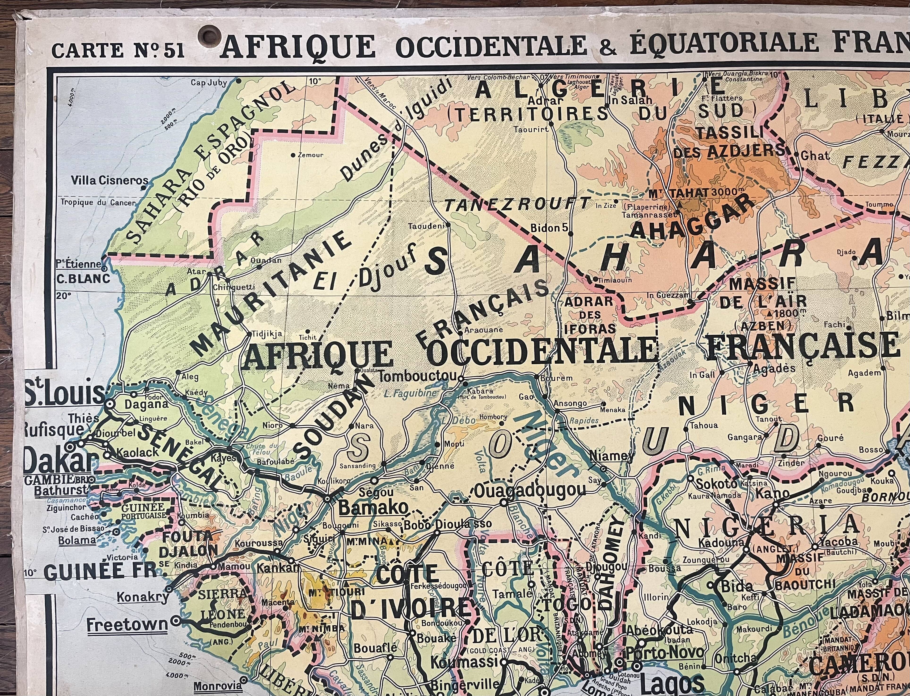 Old school map Hatier 51, 1930, Equatorial West Africa