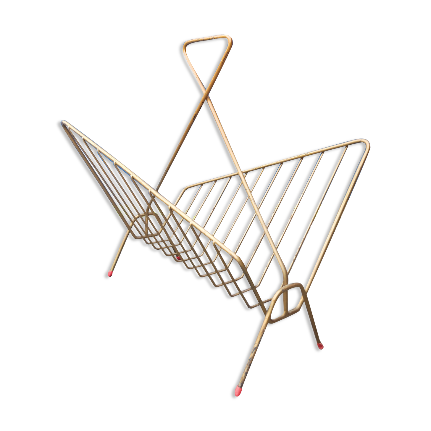 Design magazine holder vintage golden steel file