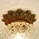 Midcentury ceiling light massive belgium textured glass gold-plated alu 70s