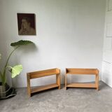 Lot of two Sornay beech shelves