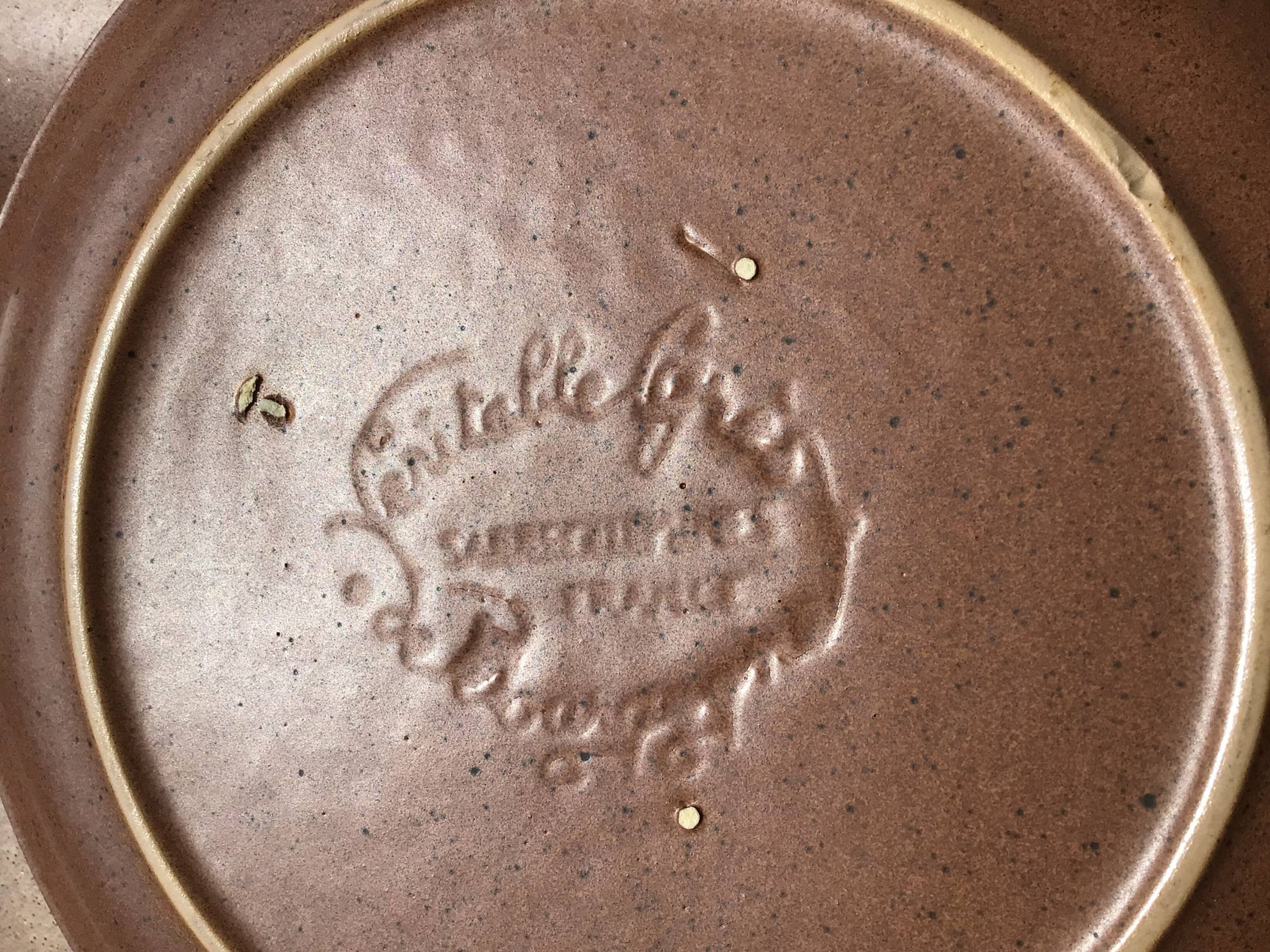 5 Dinner plates Burgundy Sarreguemines sandstone nuanced brown