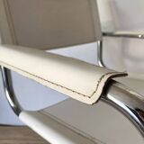 Matteo Grassi style faux leather and chrome armchair