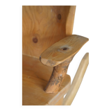 Unique sculptural rocking chair by the Finnish Matti Martikka in solid pine, 1960s.