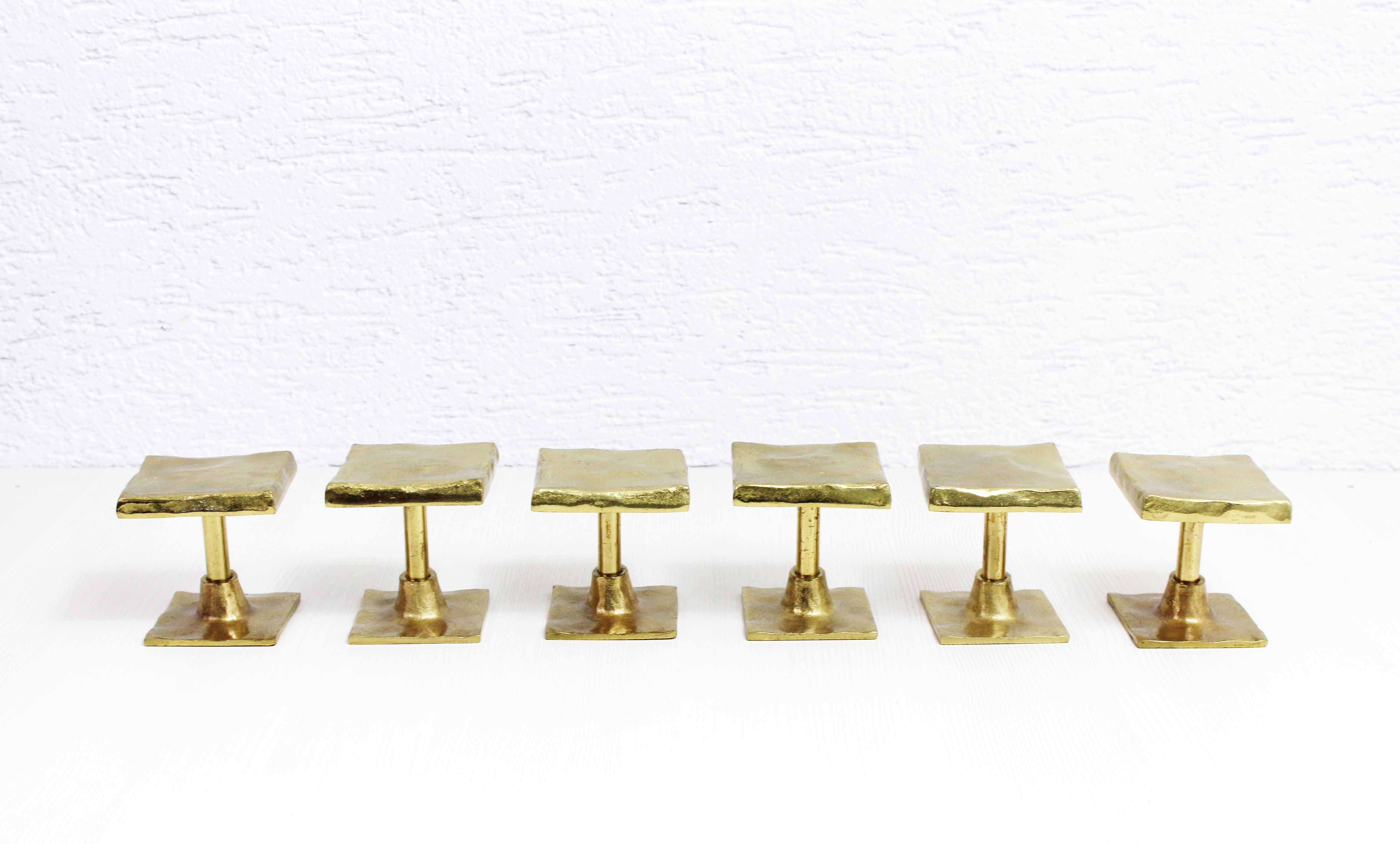 Set de 6 patères en bronze