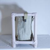 Rattan and canvas magazine rack